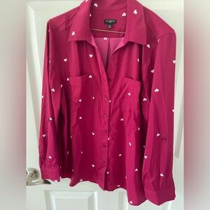 Talbots ladies pink heart long sleeve shirt XLP